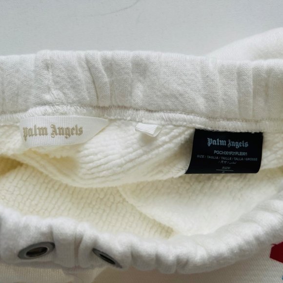 Palm Angels Girls Over Logo Sweatpants White - Picture 2 of 4